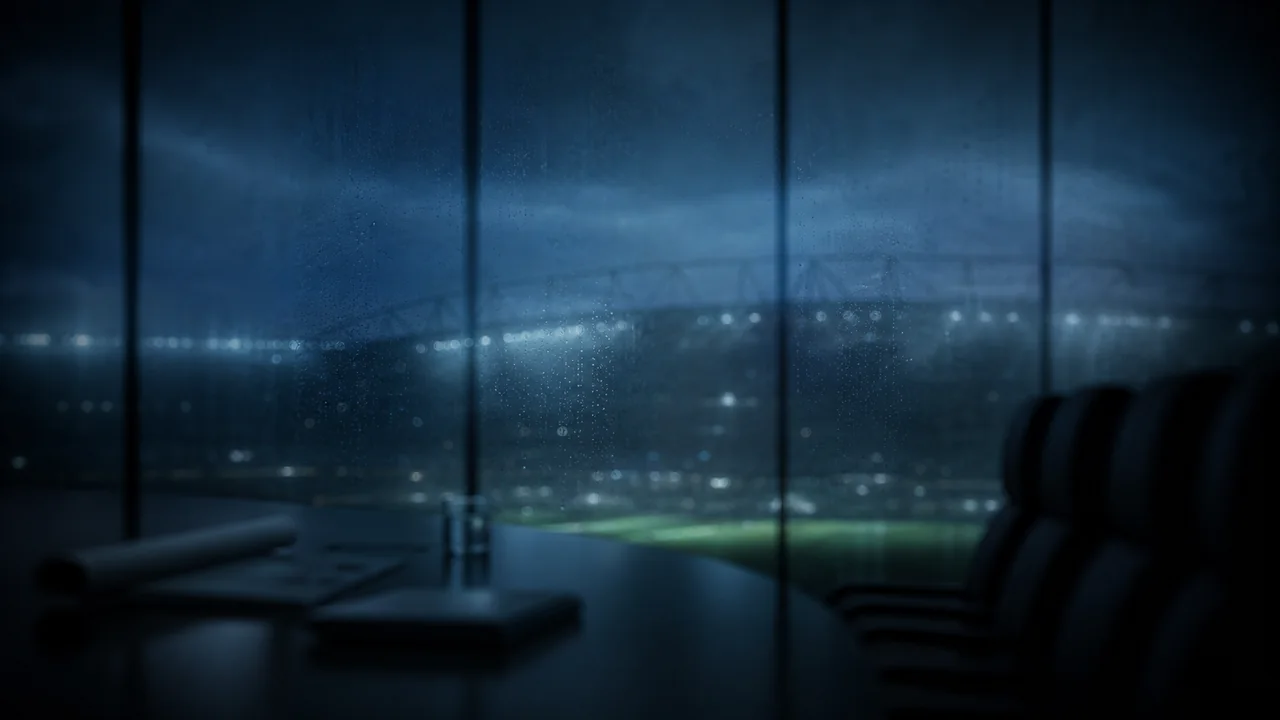 Super Football Chairman yönetim odasından stadyum manzarası